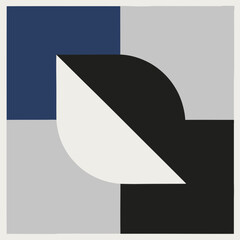 Minimal Geometric Abstract Background Blue Black Grey Quarter Circle Design