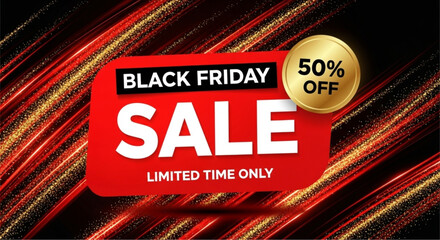 Dynamic Black Friday Sale advertisement, exuding energy and excitement. The design is bold, the colors eye-catching, and the message clear: a limited-time opportunity to save.  vector illustration