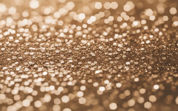 Macro photograph of sparkling golden glitter texture