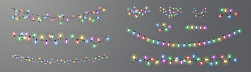 Colorful glowing string lights garland decoration