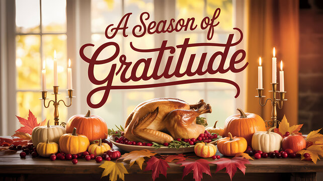 Warm Thanksgiving Poster A Season of Gratitude with Autumn Leaves