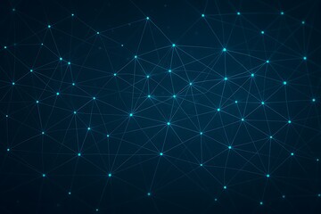 Abstract network of glowing nodes on a dark blue background