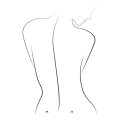 Woman line drawing on white isolated background 