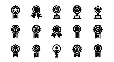 Collection of award and achievement icons a vector set representing success, recognition, and excellence in various fields