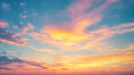 Fototapeta premium Soft pastel clouds glowing during sunset high resolution picture