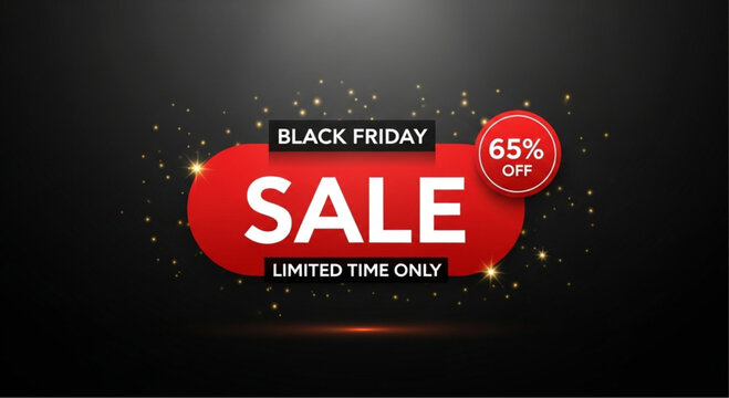 A captivating and vibrant sale banner for Black Friday, with a striking red price tag, set against a dark background, perfect for promotions and offers. vector illustration