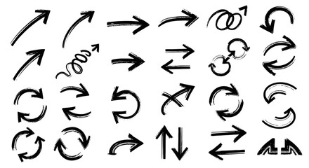 A diverse collection of handdrawn arrow illustrations, , perfect for adding a touch of organic style to your design projects