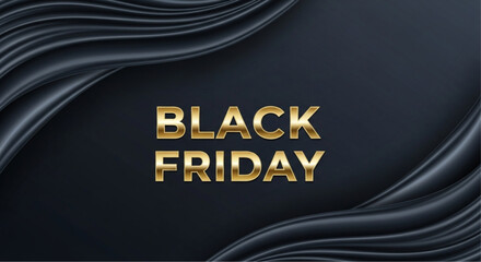 Black Friday, the most amazing time for promotion, golden text on luxurious dark fabric creates an impactful visual for shopping enthusiasts.  vector illustration