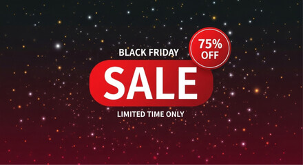 Black Friday sale with festive red and a stellar backdrop evokes a sense of anticipation and excitement. A visual representation of a limited-time opportunity. vector illustration