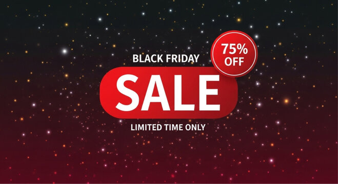 Black Friday sale with festive red and a stellar backdrop evokes a sense of anticipation and excitement. A visual representation of a limited-time opportunity. vector illustration