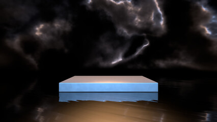 leeres Podest vor schwarzem Hintergrund