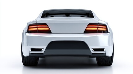 Naklejka premium Stunning photo of generic modern car model viewed from rear on white backdrop, no visible branding.