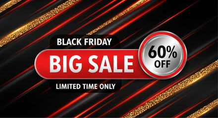 Black Friday big sale, dynamic advertising for promoting limited-time shopping event with a bold design. vector illustration