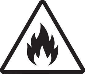 Flammable Material Silhouettes Warning Sign Danger Fire Flame Icon