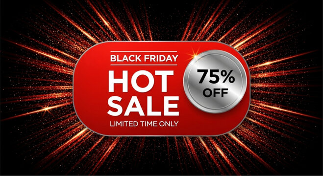 A vibrant advertisement heralding the annual Black Friday Hot Sale, showcasing a dynamic visual representation of significant discounts and limited-time opportunities. vector illustration