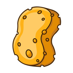 Bright yellow sponge vector illustration isolated on white background for cleaning product packaging and labels
