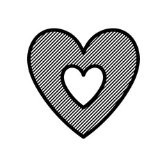 Heart icon. Black outline linear silhouette. Editable strokes. Front view. Vector simple flat graphic illustration. Isolated object on a white background.
