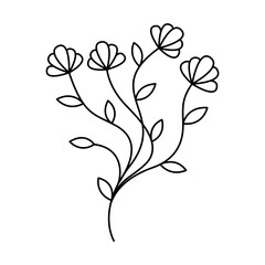 Flower plant icon. Black outline linear silhouette. Editable strokes. Front and side view. Vector simple flat graphic illustration. Isolated object on a white background.