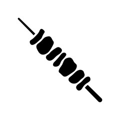 Shashlik icon. Black silhouette. Front and side view. Vector simple flat graphic illustration. Isolated object on a white background.