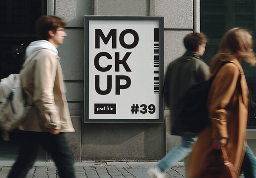 An outdoor advertising poster on a wall