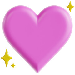 3D Render of Pink Heart with Stars