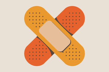 Playful Band-Aids in Warm Orange and Yellow Hues Representing Healing and Care