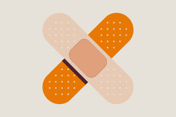 Stylized Adhesive Bandage Design Symbolizing Healing and Recovery in Warm Neutral Tones