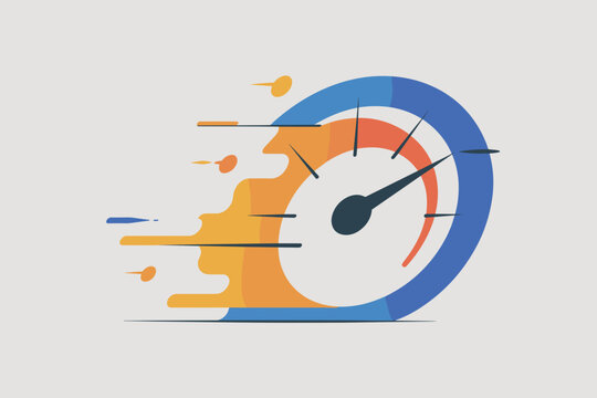 Dynamic Speedometer Graphic Symbolizing Fast Performance and Efficiency in Vivid Colors