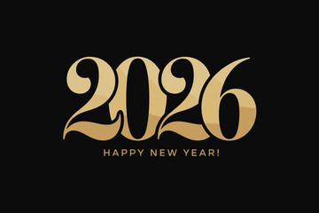 Elegant Gold Typography for New Year 2026 on Luxurious Black Background