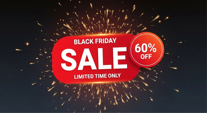 An eye-catching, professionally designed promotional graphic for the Black Friday sales event, with text and a modern aesthetic, and a sense of excitement and urgency.  vector illustration