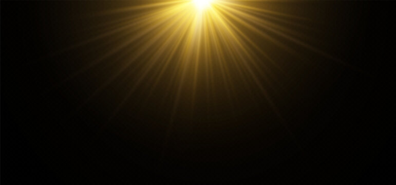 Vector transparent sunlight with sun glare. Overlay, Sun rays and glare, Sun, sunrays, light transitions,