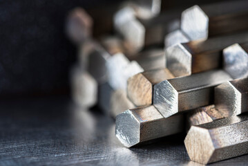 Stack of non-ferrous metal rods, products of the metallurgical industry