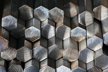 Stack of non-ferrous metal rods, products of the metallurgical industry