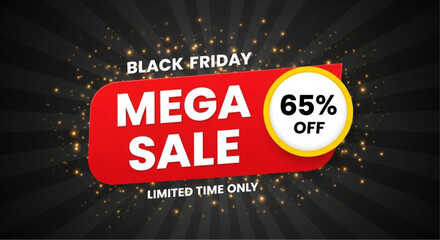 A striking promotional graphic for a Mega Sale, showcasing a limited-time offer with a bold design and eye-catching elements.  vector illustration