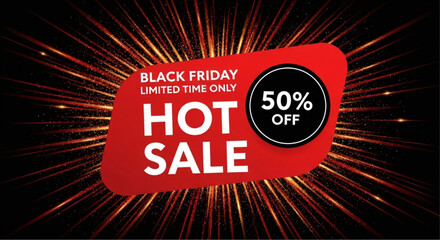 Black Friday Hot Sale: A fiery burst of excitement to highlight the unbeatable discounts available for a limited time. vector illustration