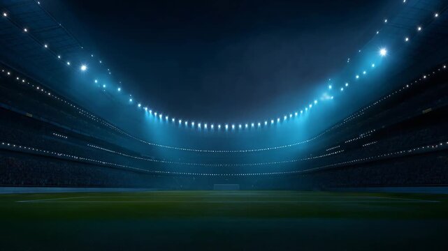 stadium field sport soccer lights spot lights event show empty presentation video motion