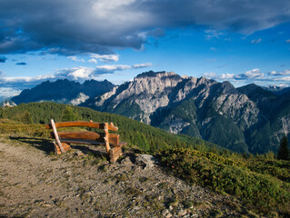 View on Lienzer Dolomiten mountains in the Osttirol region on a summer late afternoon