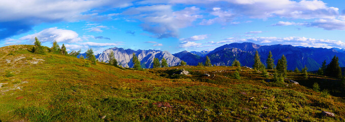 View on Lienzer Dolomiten mountains in the Osttirol region on a summer late afternoon