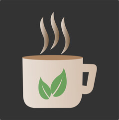 Herbal Tea Cup Icon — Organic Tea & Wellness Beverage Symbol