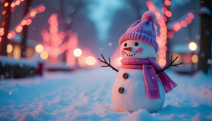 Snowman with Red Holiday Glow