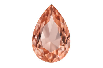 Pink morganite gemstone pear cut on transparent background
