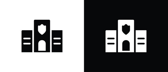 Police Station Flat Icon, City Building, Vector Sign Illustration. Building Architecture Icon. Black and white icon.