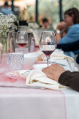 Elegantly Set Private Event Venue Ready for a Delicious Lunch Gathering Surrounded by Guests