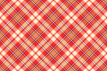 Figure plaid seamless check, old vector tartan texture. Revival pattern background textile fabric in papaya whip and red colors.