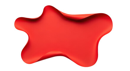 Abstract flowing red blob with smooth curves and soft shadows isolated on a transparent background image