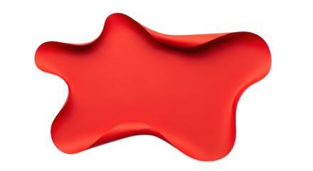 Abstract flowing red blob with smooth curves and soft shadows isolated on a transparent background image