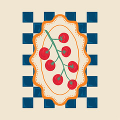 hand drawn tomatoes, vector illustration, print, seamless pattern, trendy, fashion, textile, fabric