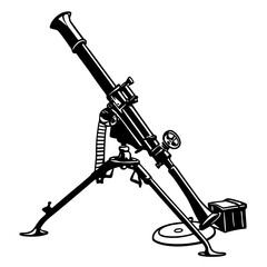 Military Mortar Vector Illustration | Artillery Weapon Icon Design