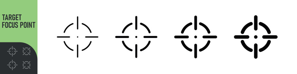 Minimal target or focus point icons in modern style. for design elements related to focus, aim, location, or accuracy, crosshair indicators, precision icon. Color set icon