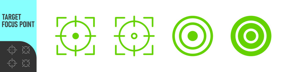 Minimal target or focus point icons in modern style. for design elements related to focus, aim, location, or accuracy, crosshair indicators, precision icon. Color set icon